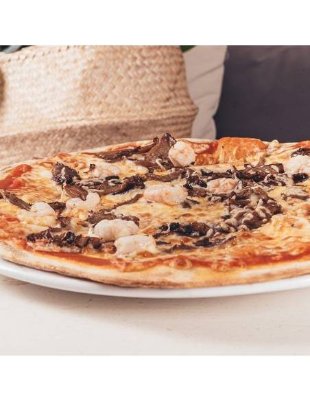 Pizza Crevettes et Champignons à Saint-Sébastien | Pizzería La Mina