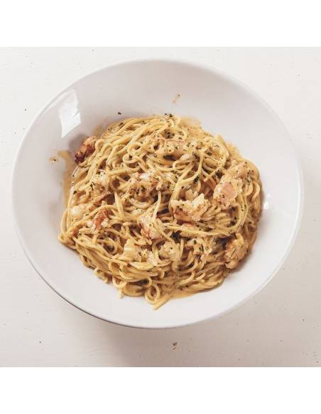 Spaguetti Gambereto Donostian | Pizzería La Mina - Ganba pasta etxera