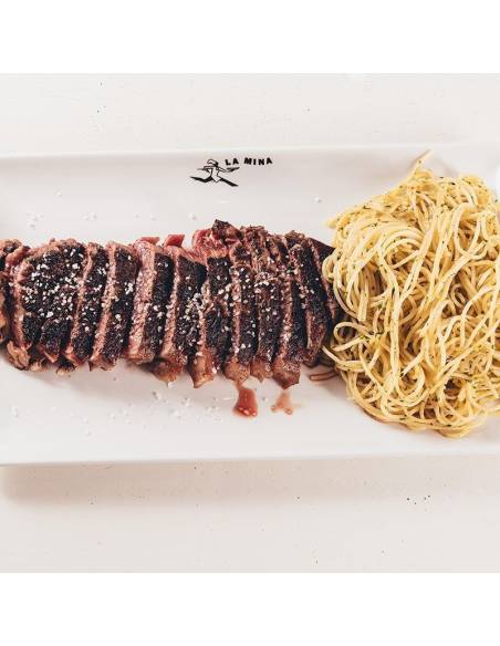 Entrecot con guarnicion pizzeria la mina donostia san sebastian